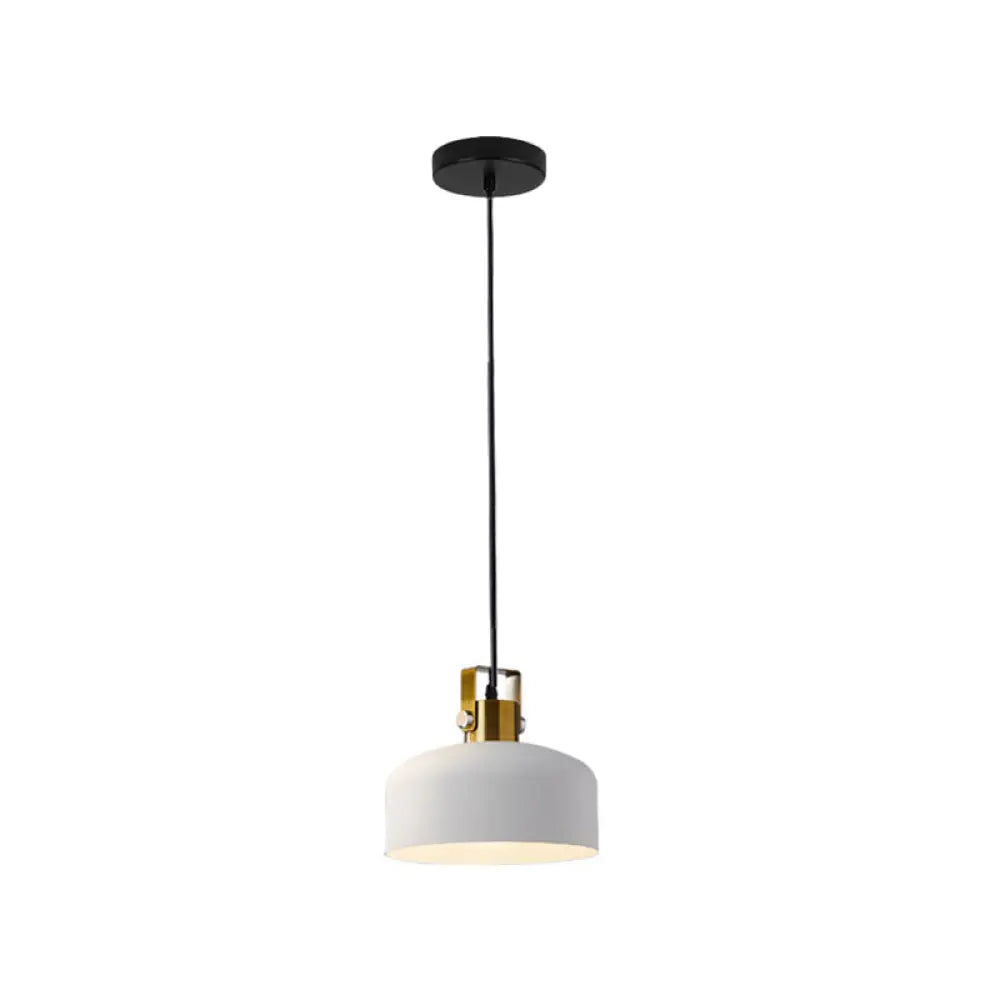 Iron Nordic Pendant Lamp With Oval/Cone/Dome Shade In Grey/White For Bedroom White / Cylinder