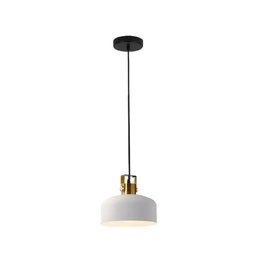 Iron Nordic Pendant Lamp With Oval/Cone/Dome Shade In Grey/White For Bedroom White / Cylinder