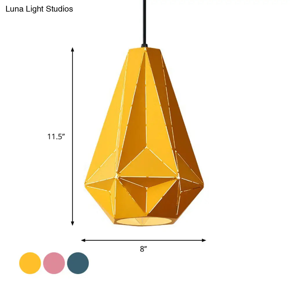 Iron Origami Lighting Fixture With Diamond Pendulum Design Pendant