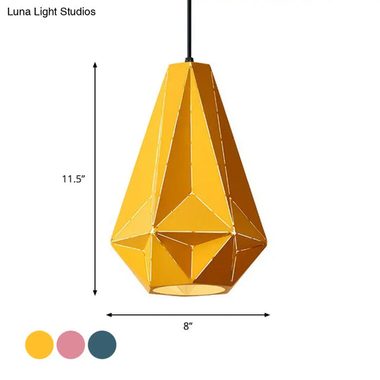 Iron Origami Lighting Fixture With Diamond Pendulum Design Pendant