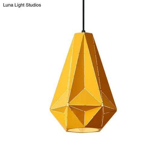 Iron Origami Lighting Fixture With Diamond Pendulum Design Pendant