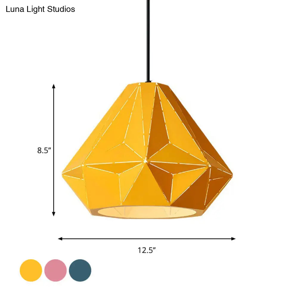 Iron Origami Lighting Fixture With Diamond Pendulum Design Pendant