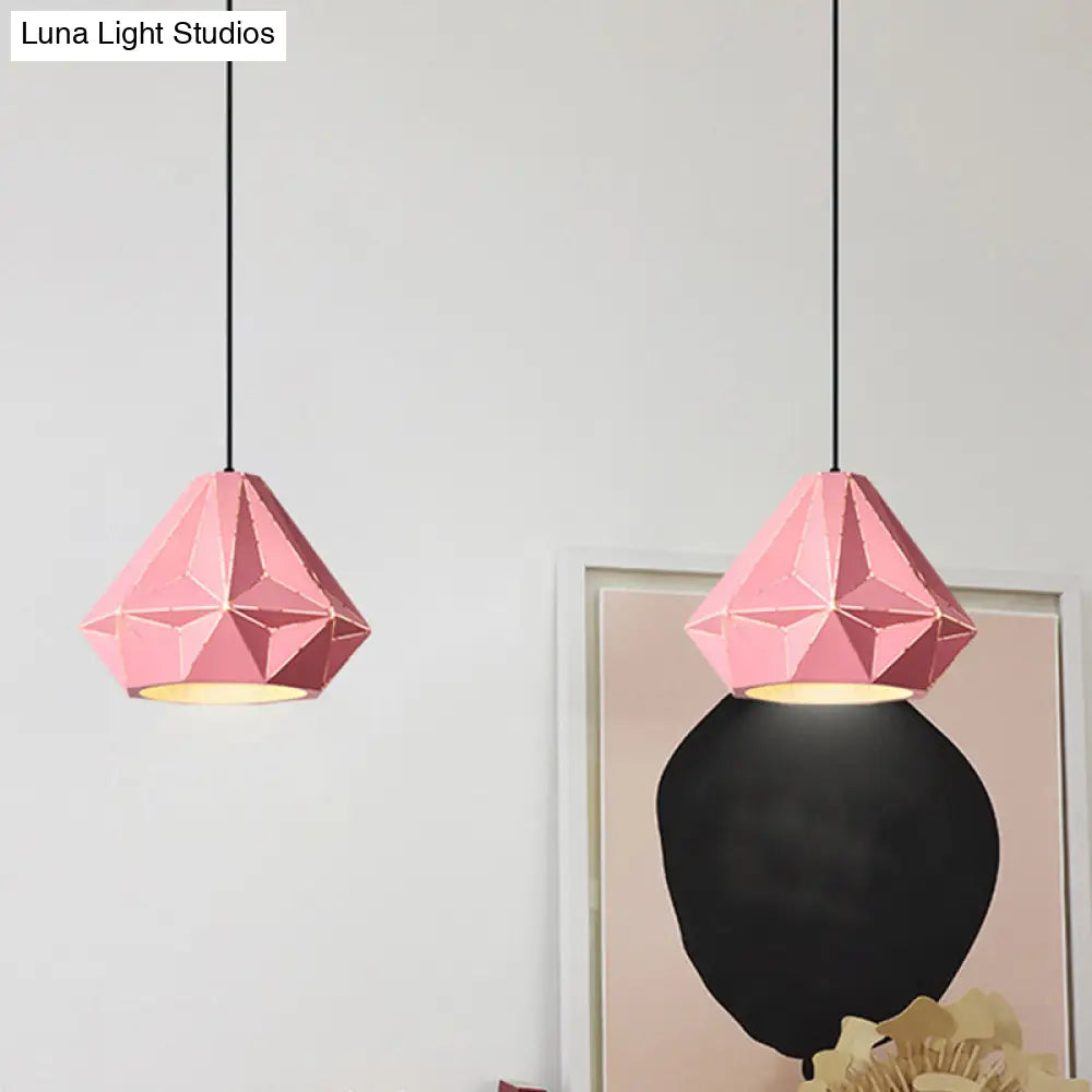 Iron Origami Lighting Fixture With Diamond Pendulum Design Pendant