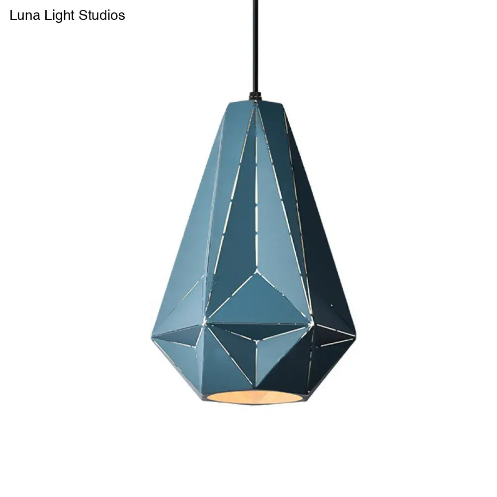 Iron Origami Lighting Fixture With Diamond Pendulum Design Pendant