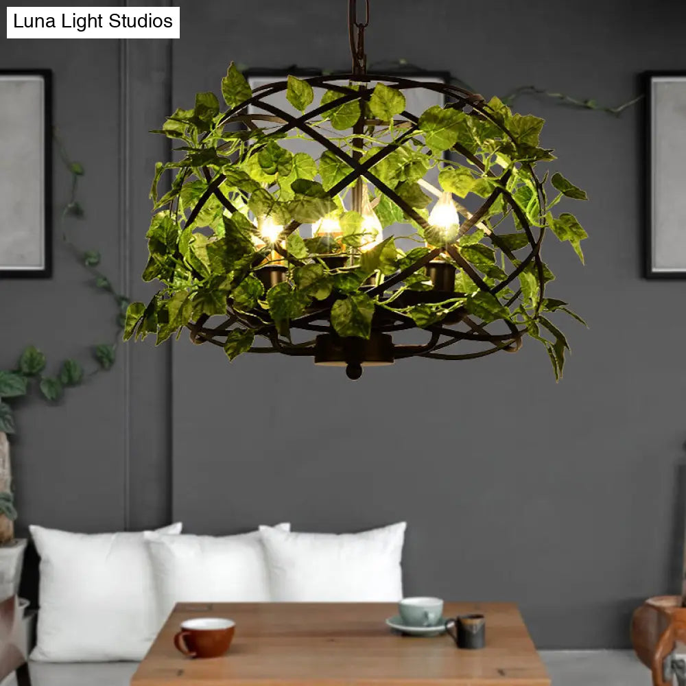Green Ivy Decor Retro Bird Nest Iron Pendant Ceiling Light With Single Suspension