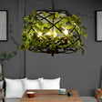 Iron Pendant Ceiling Light With Retro Bird Nest Design And Green Decorative Ivy – Single
