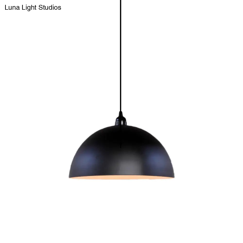 Iron Pendant Lighting: Industrial Dome Shade Black Finish