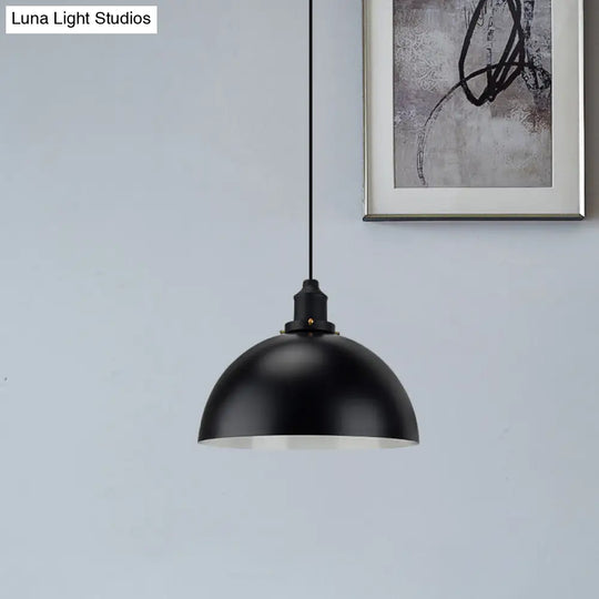 Iron Pendant Lighting: Industrial Dome Shade Black Finish