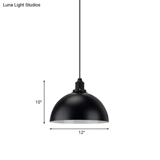 Iron Pendant Lighting: Dome Shade Industrial Ceiling Light In Black - Perfect For Dining Tables 1