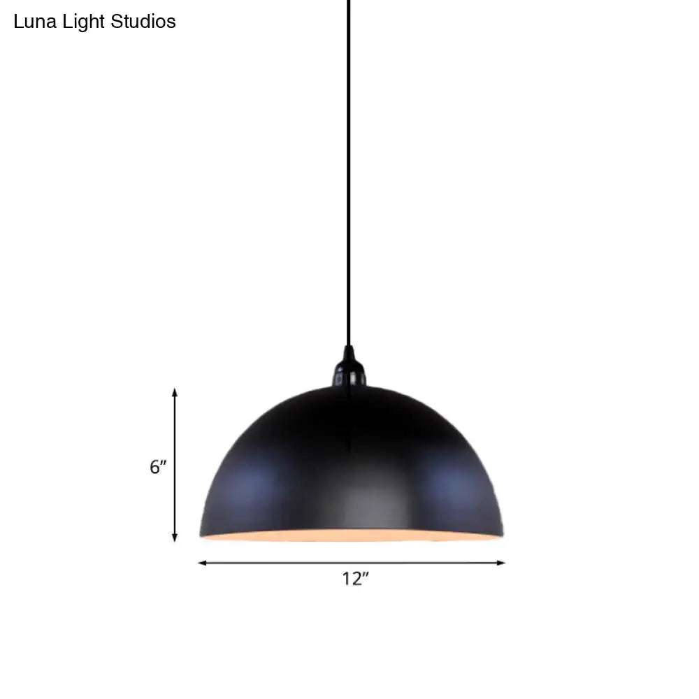 Iron Pendant Lighting: Dome Shade Industrial Ceiling Light In Black - Perfect For Dining Tables 1