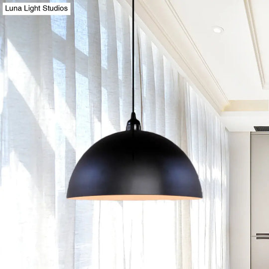 Iron Pendant Lighting: Dome Shade Industrial Ceiling Light In Black - Perfect For Dining Tables 1