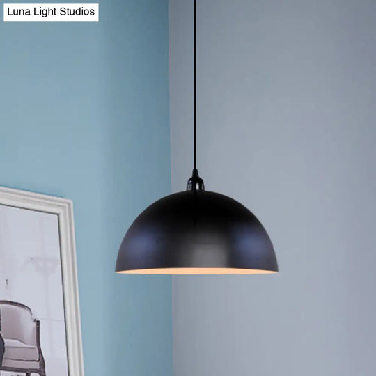 Iron Pendant Lighting: Industrial Dome Shade Black Finish