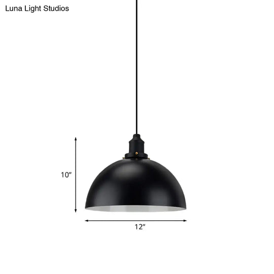 Iron Pendant Lighting: Industrial Dome Shade Black Finish