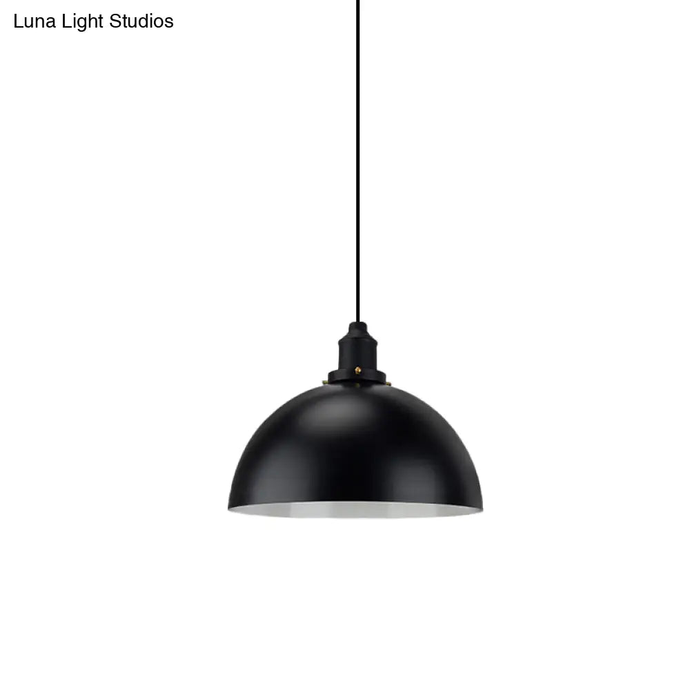 Iron Pendant Lighting: Industrial Dome Shade Black Finish