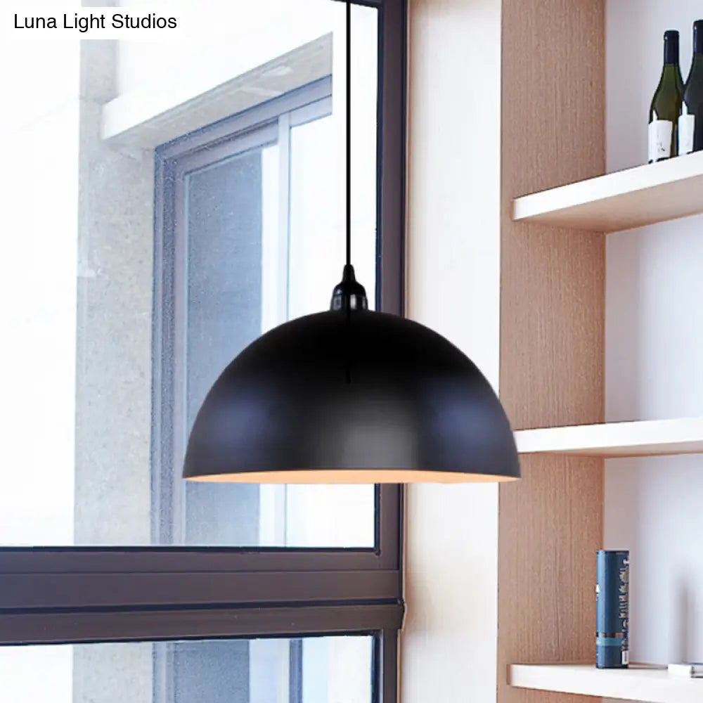 Iron Pendant Lighting: Industrial Dome Shade Black Finish