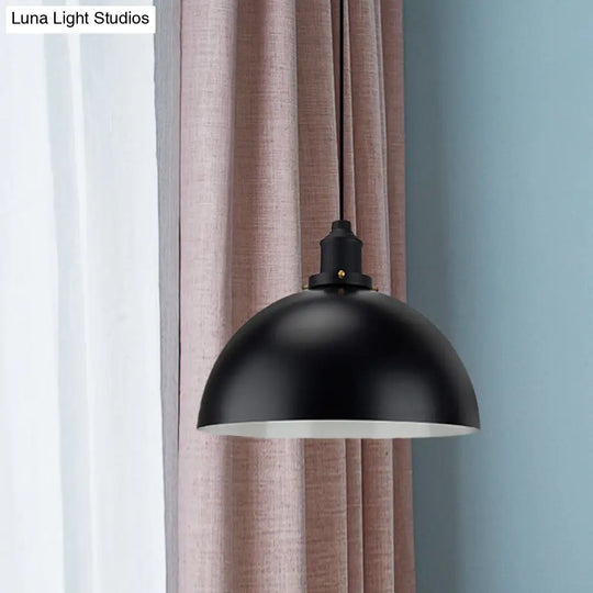 Iron Pendant Lighting: Dome Shade Industrial Ceiling Light In Black - Perfect For Dining Tables 1