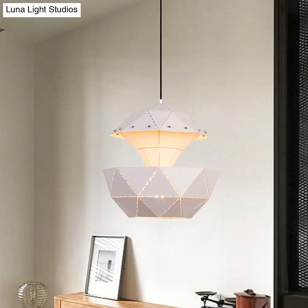 Laser-Cut Iron Sailboat Hanging Lamp With Pink/Blue/White Pendant Light For Living Room