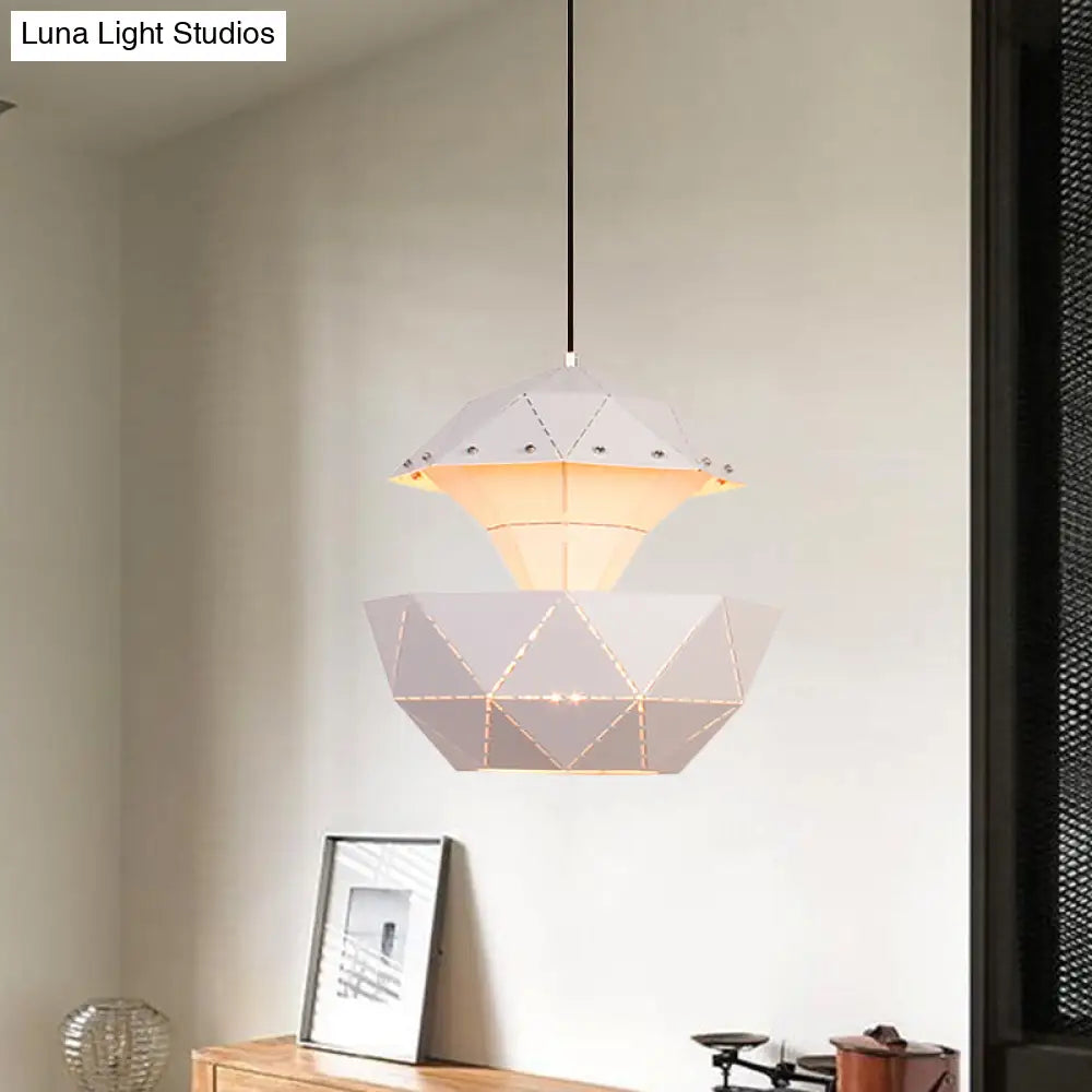 Iron Sailboat Laser-Cut Hanging Lamp Pink/Blue/White Pendant Light For Living Room