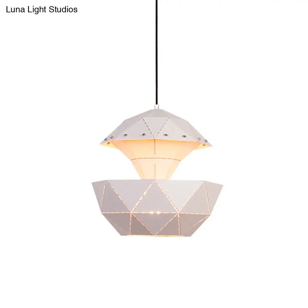 Iron Sailboat Laser-Cut Hanging Lamp Pink/Blue/White Pendant Light For Living Room