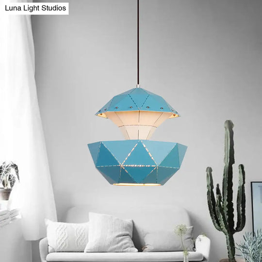 Iron Sailboat Laser-Cut Hanging Lamp Pink/Blue/White Pendant Light For Living Room