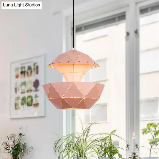 Iron Sailboat Laser-Cut Hanging Lamp Pink/Blue/White Pendant Light For Living Room