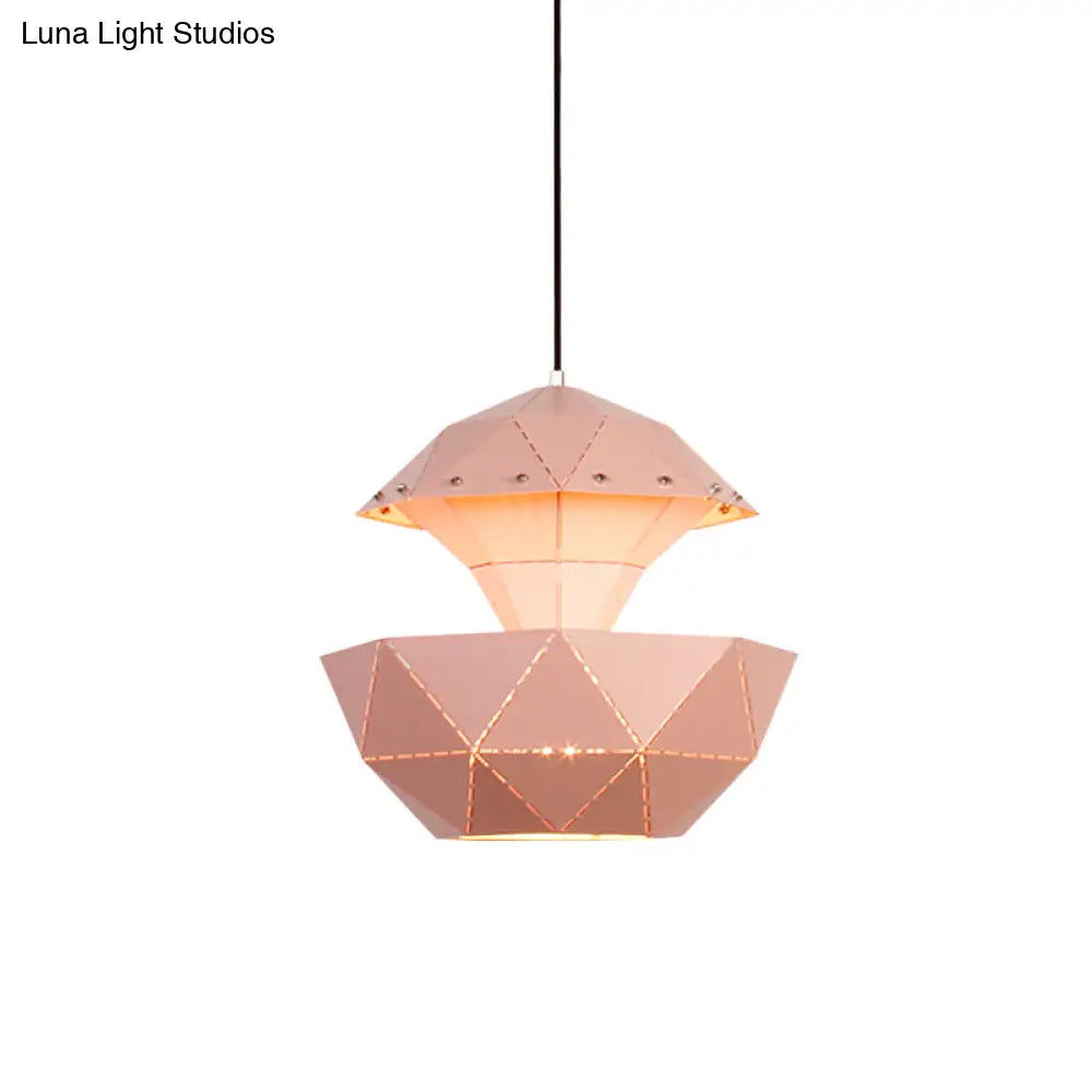 Iron Sailboat Laser-Cut Hanging Lamp Pink/Blue/White Pendant Light For Living Room