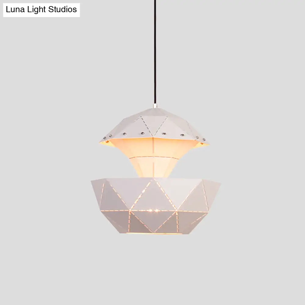 Iron Sailboat Laser-Cut Hanging Lamp Pink/Blue/White Pendant Light For Living Room