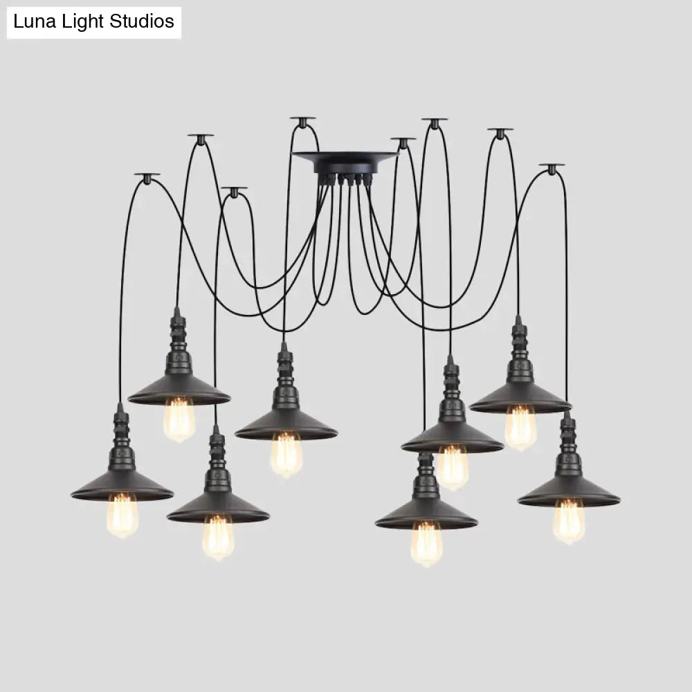 Vintage Iron Saucer Led Pendant - Black 2/3/6 Lights Bar Swag Pendulum Lamp