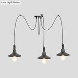 Iron Saucer Vintage Led Pendant Light With Multiple Lights Black Finish