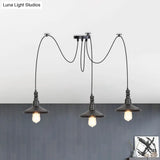 Iron Saucer Vintage Led Pendant Light With Multiple Lights Black Finish