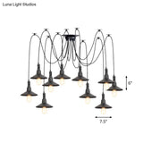 Iron Saucer Vintage Led Pendant Light With Multiple Lights Black Finish