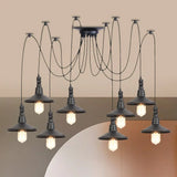 Iron Saucer Vintage Led Pendant Light With Multiple Lights Black Finish 8 /