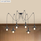 Iron Saucer Vintage Led Pendant Light With Multiple Lights Black Finish