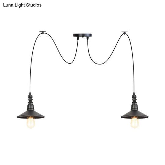Vintage Iron Saucer Led Pendant - Black 2/3/6 Lights Bar Swag Pendulum Lamp