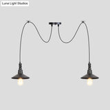 Iron Saucer Vintage Led Pendant Light With Multiple Lights Black Finish