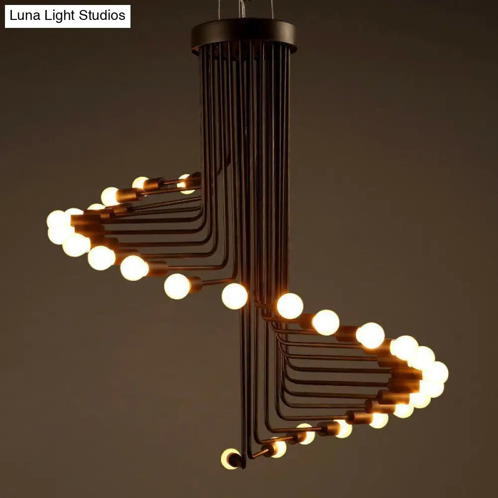 Sleek Spiral Pendant Lighting: Loft-Style Iron Ceiling Chandelier Fixture