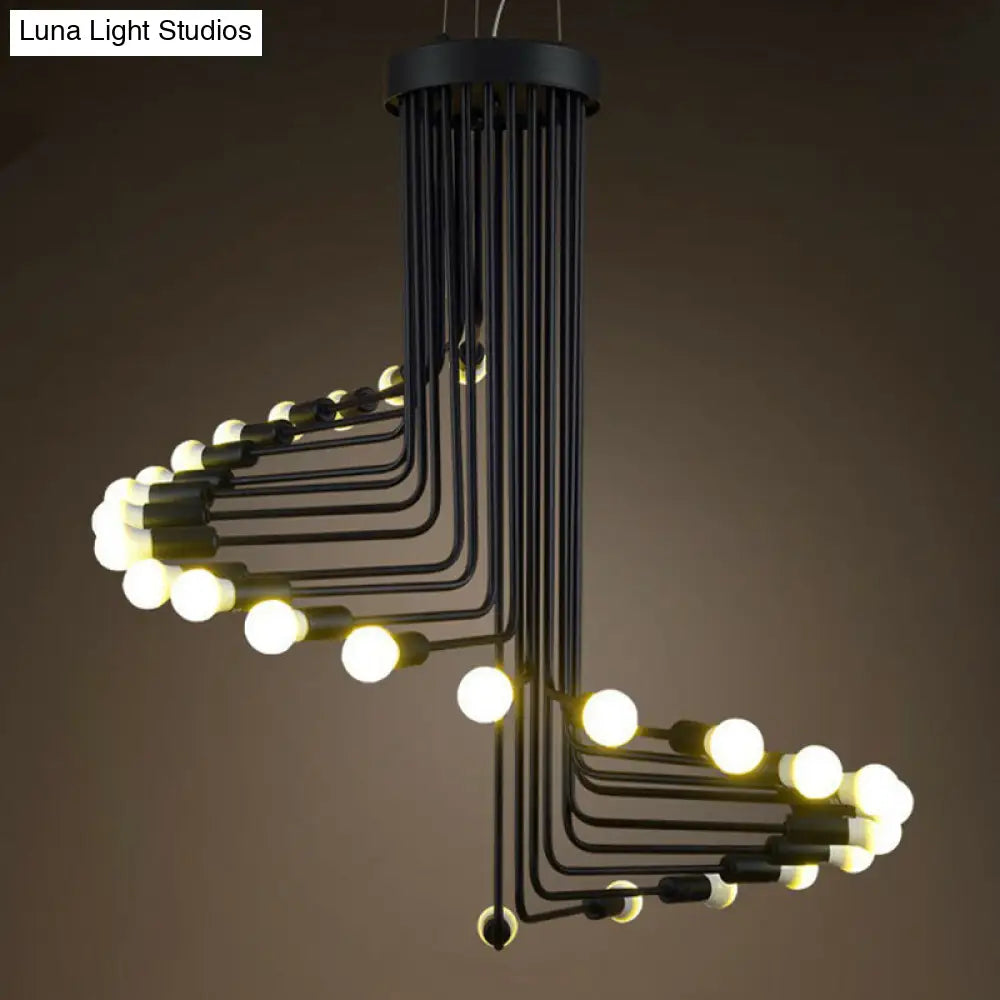 Sleek Spiral Pendant Lighting: Loft-Style Iron Ceiling Chandelier Fixture