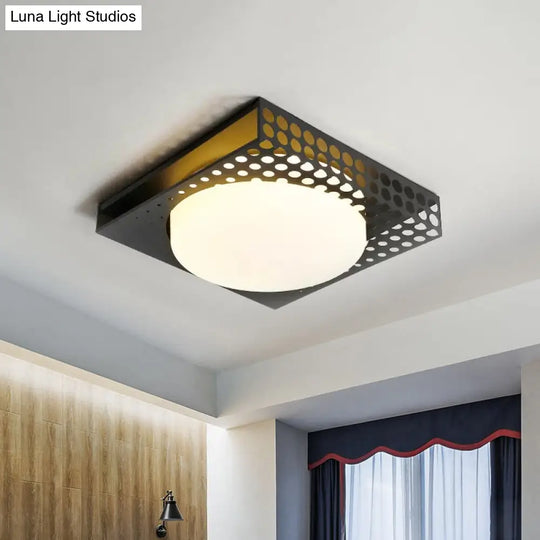 Iron Square Flush Mount Ceiling Light With Acrylic Shade In Nordic White/Black For Warm/White