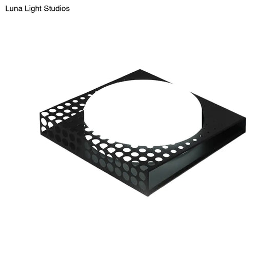 Iron Square Flush Mount Ceiling Light With Acrylic Shade In Nordic White/Black For Warm/White