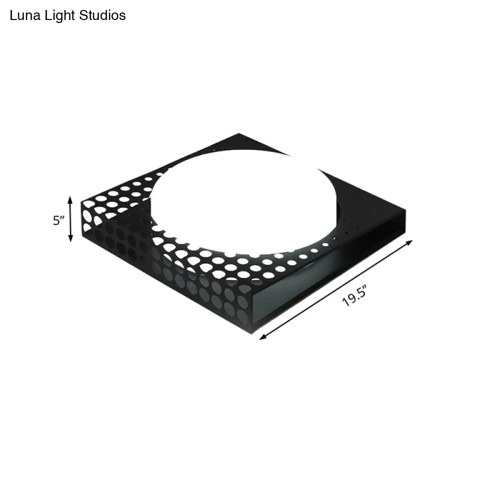 Iron Square Flush Mount Ceiling Light With Acrylic Shade In Nordic White/Black For Warm/White