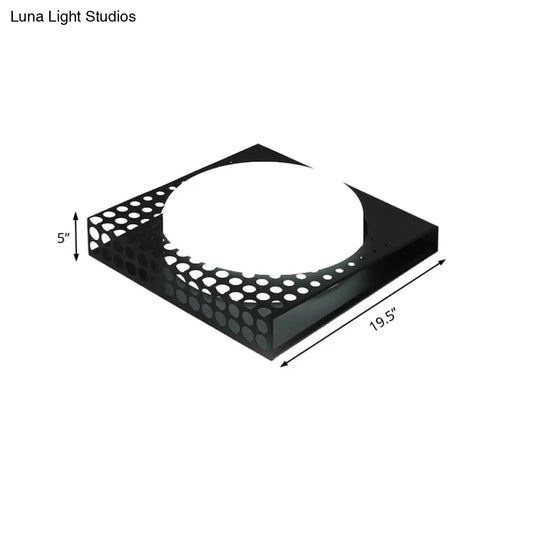 Iron Square Flush Mount Ceiling Light With Acrylic Shade In Nordic White/Black For Warm/White