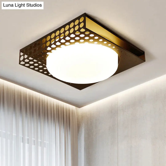 Iron Square Flush Mount Ceiling Light With Acrylic Shade In Nordic White/Black For Warm/White