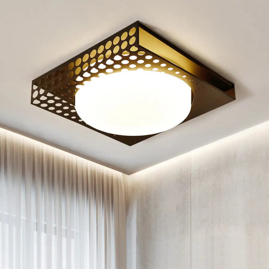 Iron Square Flush Mount Ceiling Light With Acrylic Shade In Nordic White/Black For Warm/White