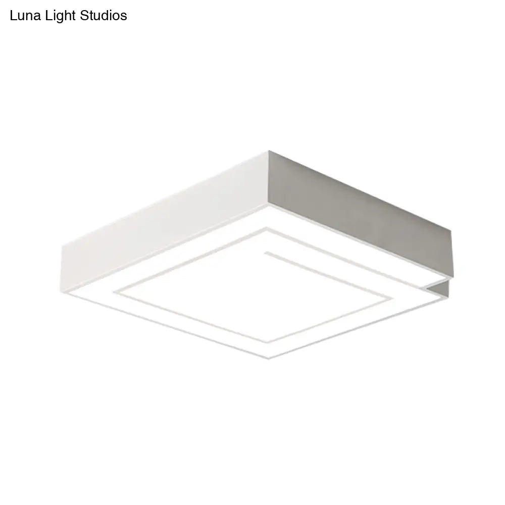 Iron Square Led Flush Mount Lighting - 18/21.5 White/Black Bedroom White/Warm Light