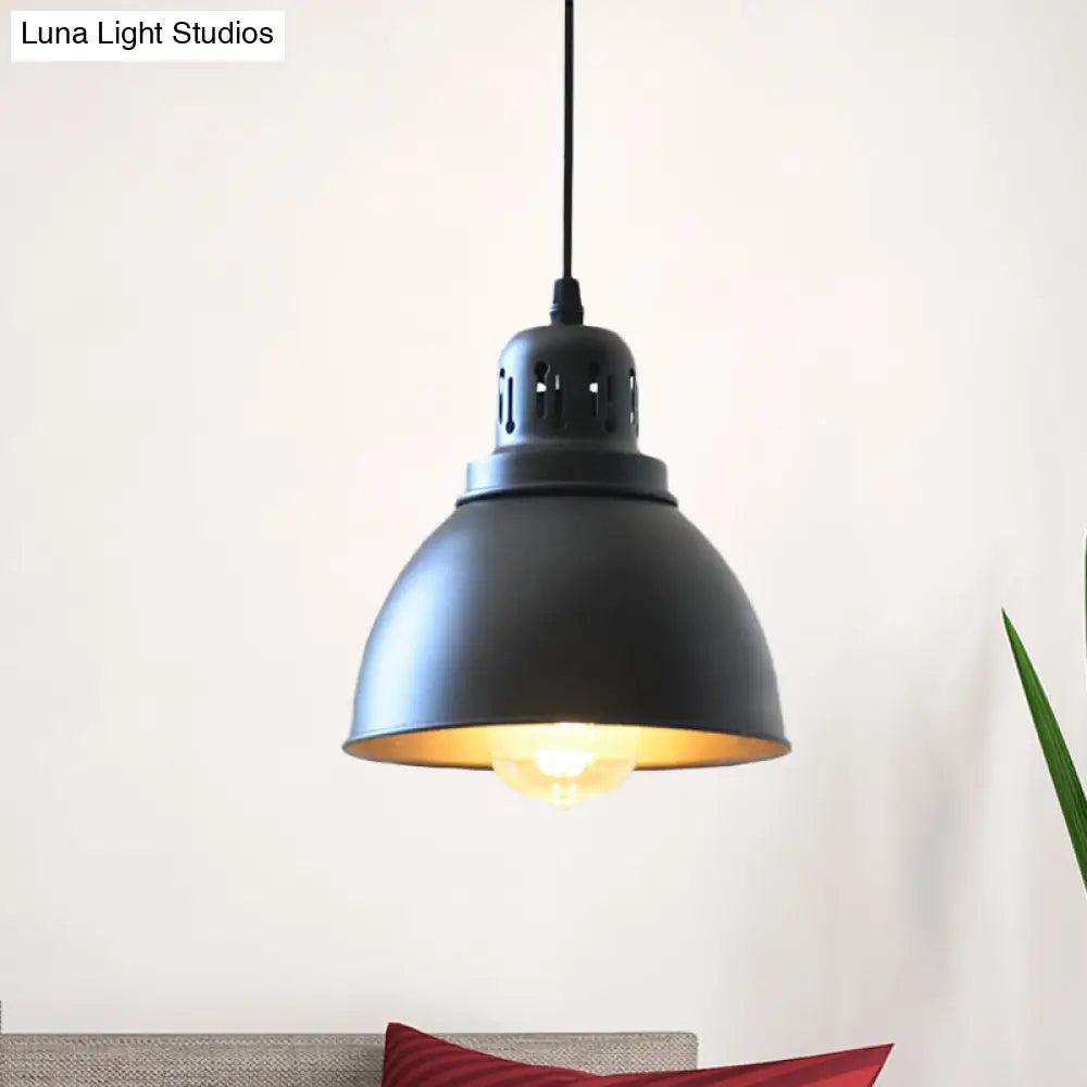 Iron Suspension Pendant Lamp With Antiqued Black Finish For Stairways 1-Bulb 3 Sizes Available