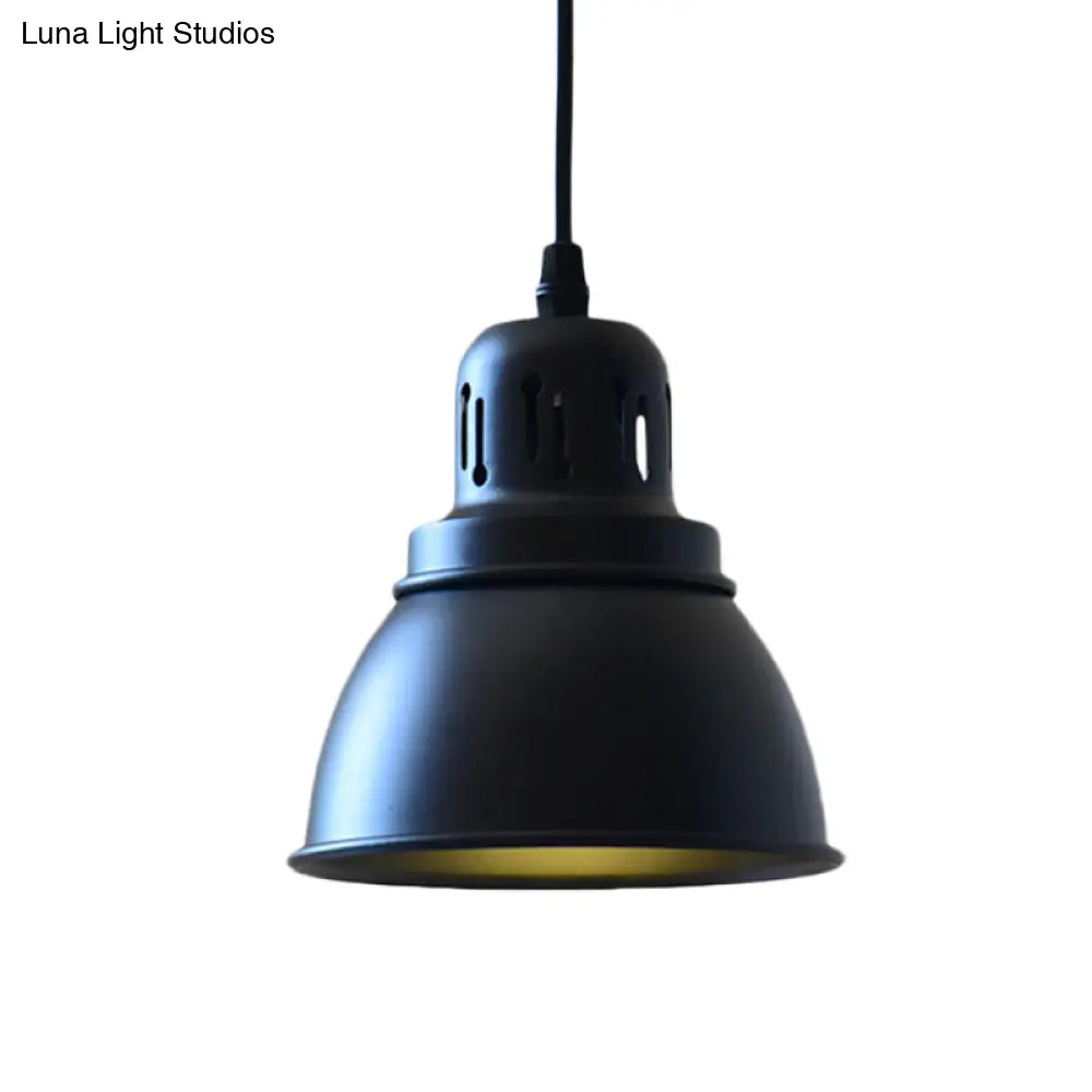 Iron Suspension Pendant Lamp With Antiqued Black Finish For Stairways 1-Bulb 3 Sizes Available