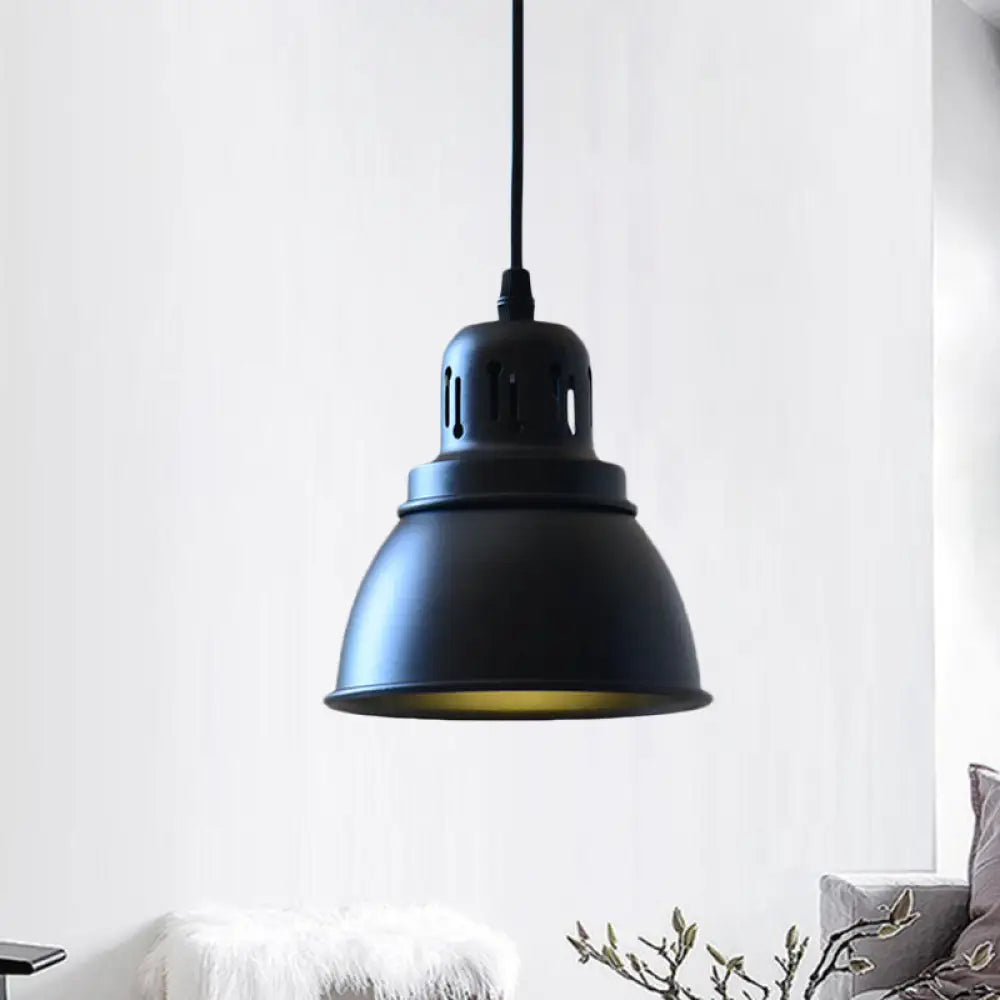 Iron Suspension Pendant Lamp With Antiqued Black Finish For Stairways 1-Bulb 3 Sizes Available / 6’