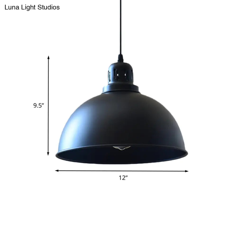 Iron Suspension Pendant Lamp With Antiqued Black Finish For Stairways 1-Bulb 3 Sizes Available