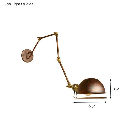 Iron Swing Arm Sconce With Antique Style Rust Finish - Perfect Study Room Wall Light