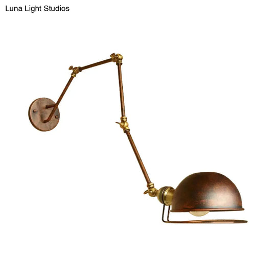 Iron Swing Arm Sconce With Antique Style Rust Finish - Perfect Study Room Wall Light